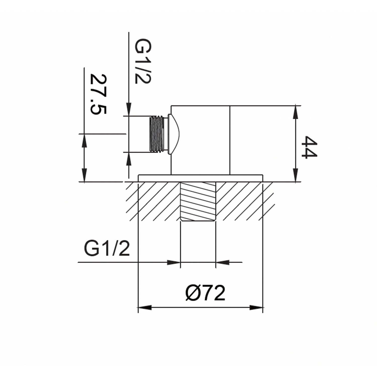 SINED Connecteur mural pour douchette flexible en acier inoxydable 316L couleur inox, résistant à la corrosion pour usage intérieur et extérieur, raccord pour douchette flexible water inox