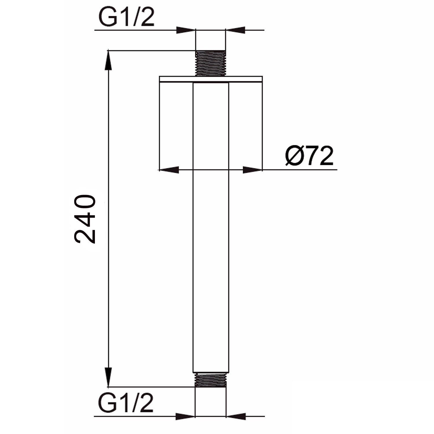 SINED Braço de duche longo para montagem no teto em aço inoxidável 316L acabamento ouro-rosa de 24 cm - Design compacto e resistente à corrosão para uso interior e exterior modelo Levante
