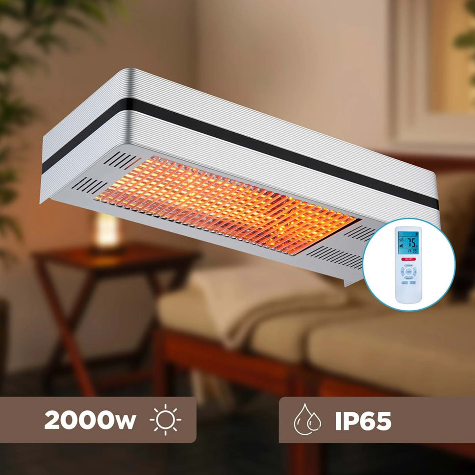 Sined Hot Ira Inox 2000 Riscaldatore Infrarosso Per Patio Con 2000w Regolabile Argento Fabbricato In Acciaio e Alluminio Telecomando Con Timer Incluso Protezione Ip65 Ideale Per Bar e Ristoranti