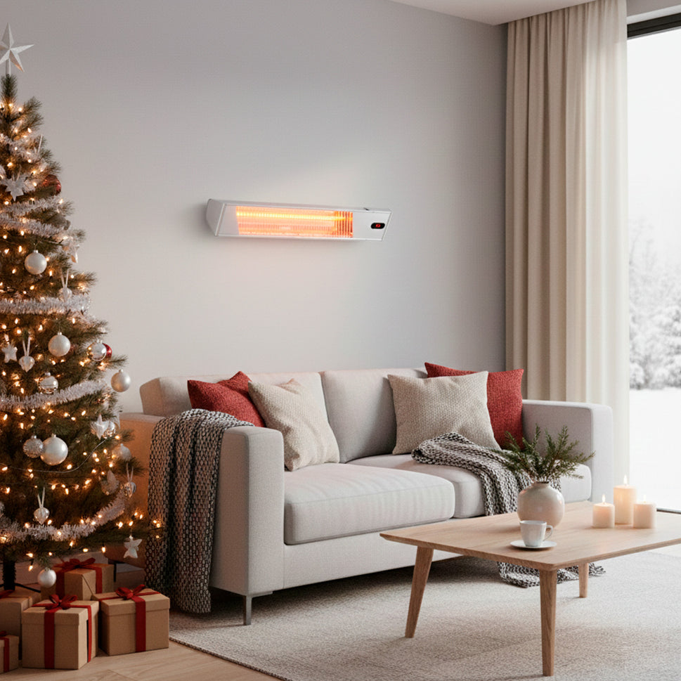 Riscaldatore Infrarosso Elettrico Sined Warm Ira Inox 2000 2000w Regolabile Grigio Riscaldatore a Onde Corte per Interni Ira con Telecomando Design Elegante Griglia Protettiva e Schermo Led