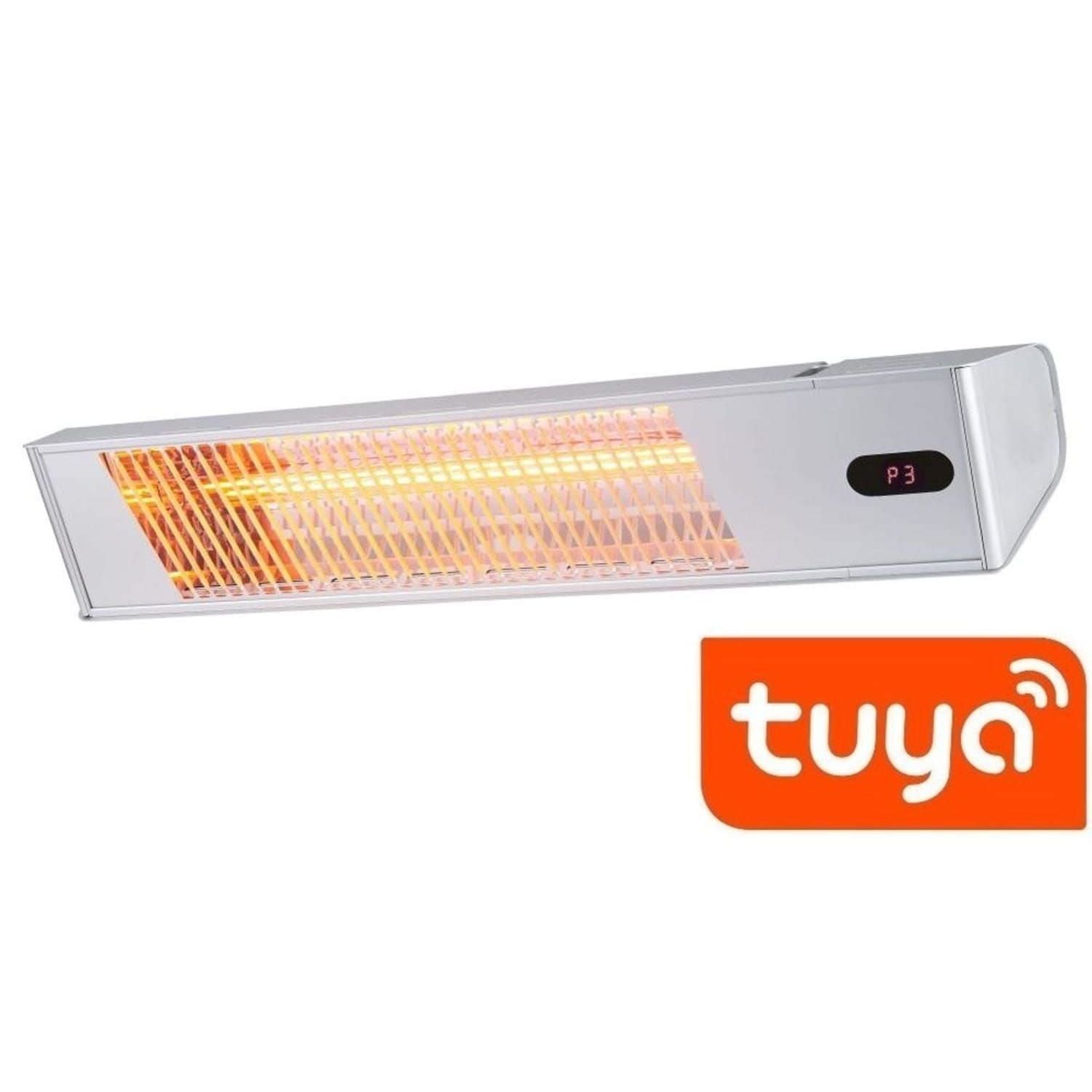 Sined Warm Ira Inox 2000 Wifi Chauffage Infrarouge Extérieur 2000w Réglable Gris Chauffage à Onde Courte Ira et Télécommande Design Élégant Grille de Protection et Écran LED
