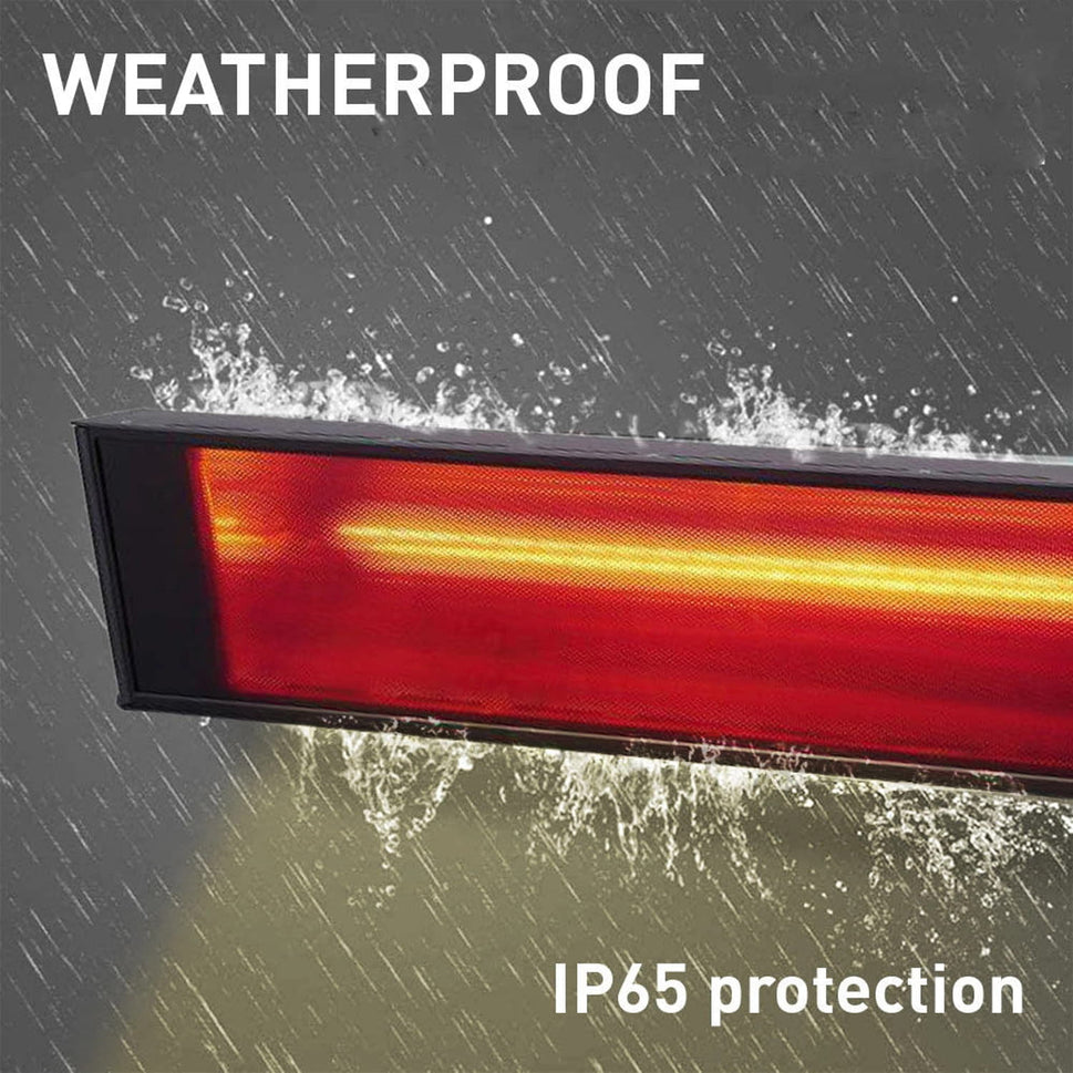 Sined Chauffage Infrarouge Sur Pied En Verre Noir 2000w Avec Mât Noir et Argenté Télécommande Incluse 3 Niveaux de Puissance 3366100 Pour Optimiser la Consommation d'Électricité Protection Ip65