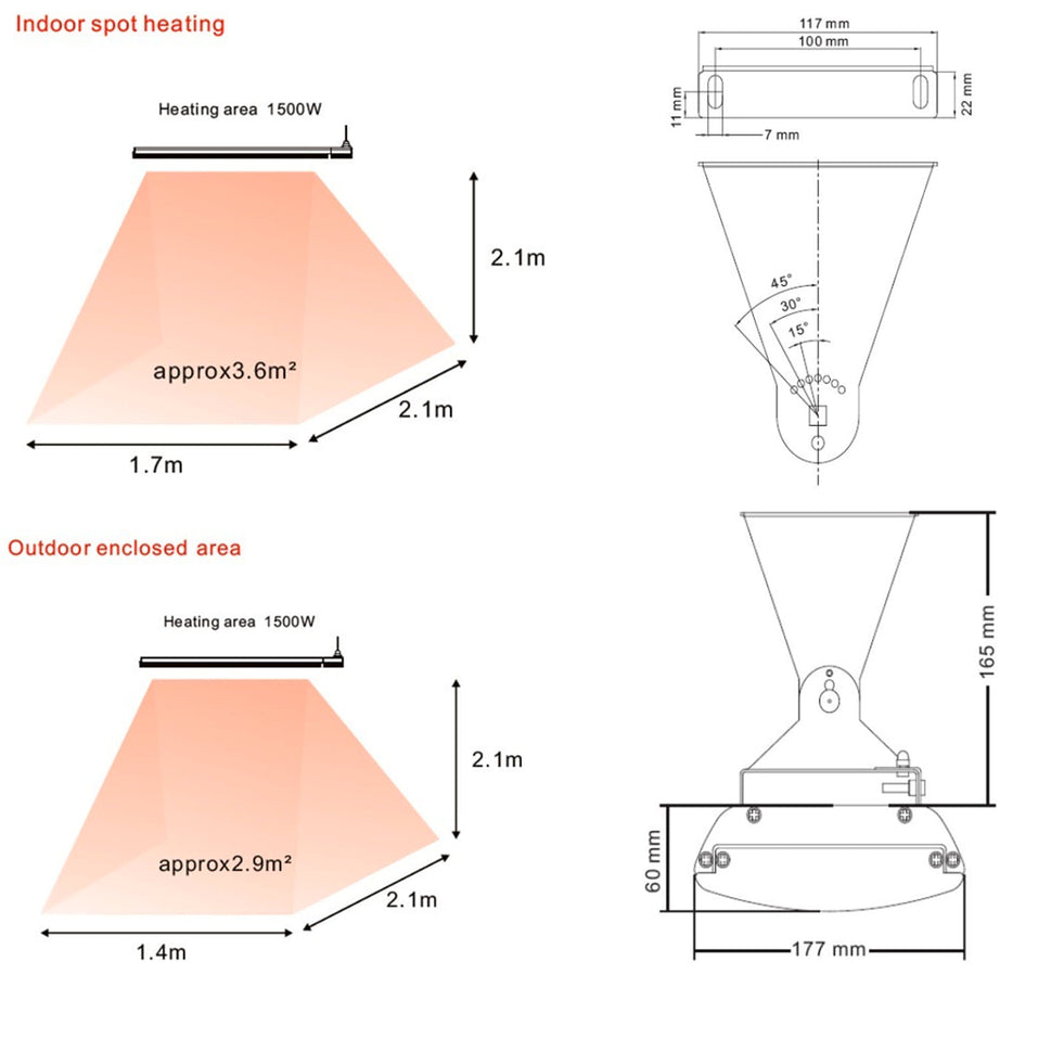 Sined White Heat 1500 Chauffage Céramique Infrarouge 1500w Blanc Sans Émission de Lumière Élément Chauffant en Alliage d'Aluminium Extrudé Revêtement Céramique Télécommande Ip65