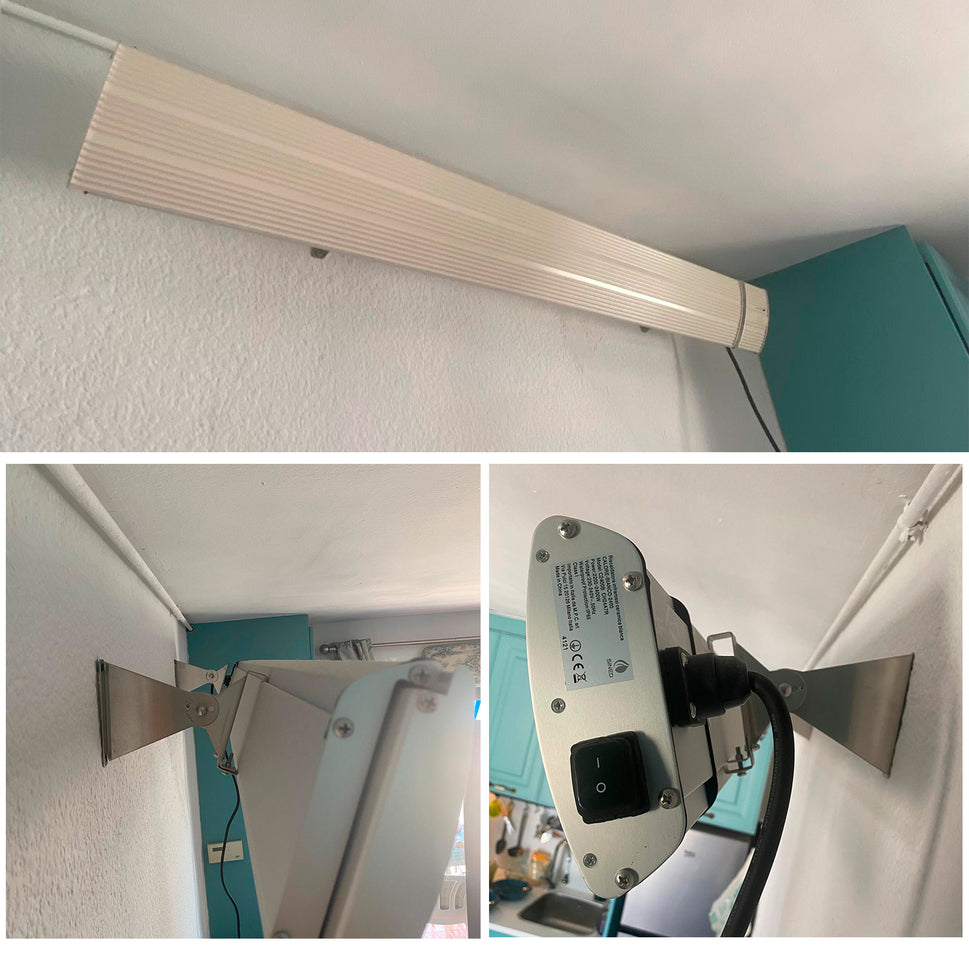 Sined Heat White 3200 Radiateur Infrarouge Extérieur en Aluminium 3200w Blanc Sans Émission de Lumière Élément Chauffant en Aluminium Extrudé Revêtement Céramique Télécommande Ip65