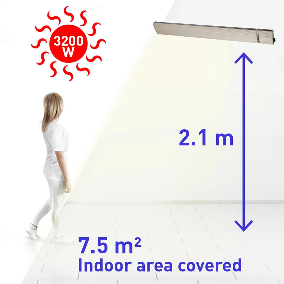Sined Heat White 3200 Radiateur Infrarouge Extérieur en Aluminium 3200w Blanc Sans Émission de Lumière Élément Chauffant en Aluminium Extrudé Revêtement Céramique Télécommande Ip65