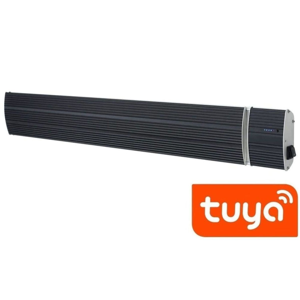 Sined Heat Noir 3200 Wifi Radiateur Infrarouge Pour Extérieur En Aluminium Noir Ondes Longues Sans Émission de Lumière Adapté Pour Extérieurs Avec Télécommande Revêtement Céramique Protection Ip65