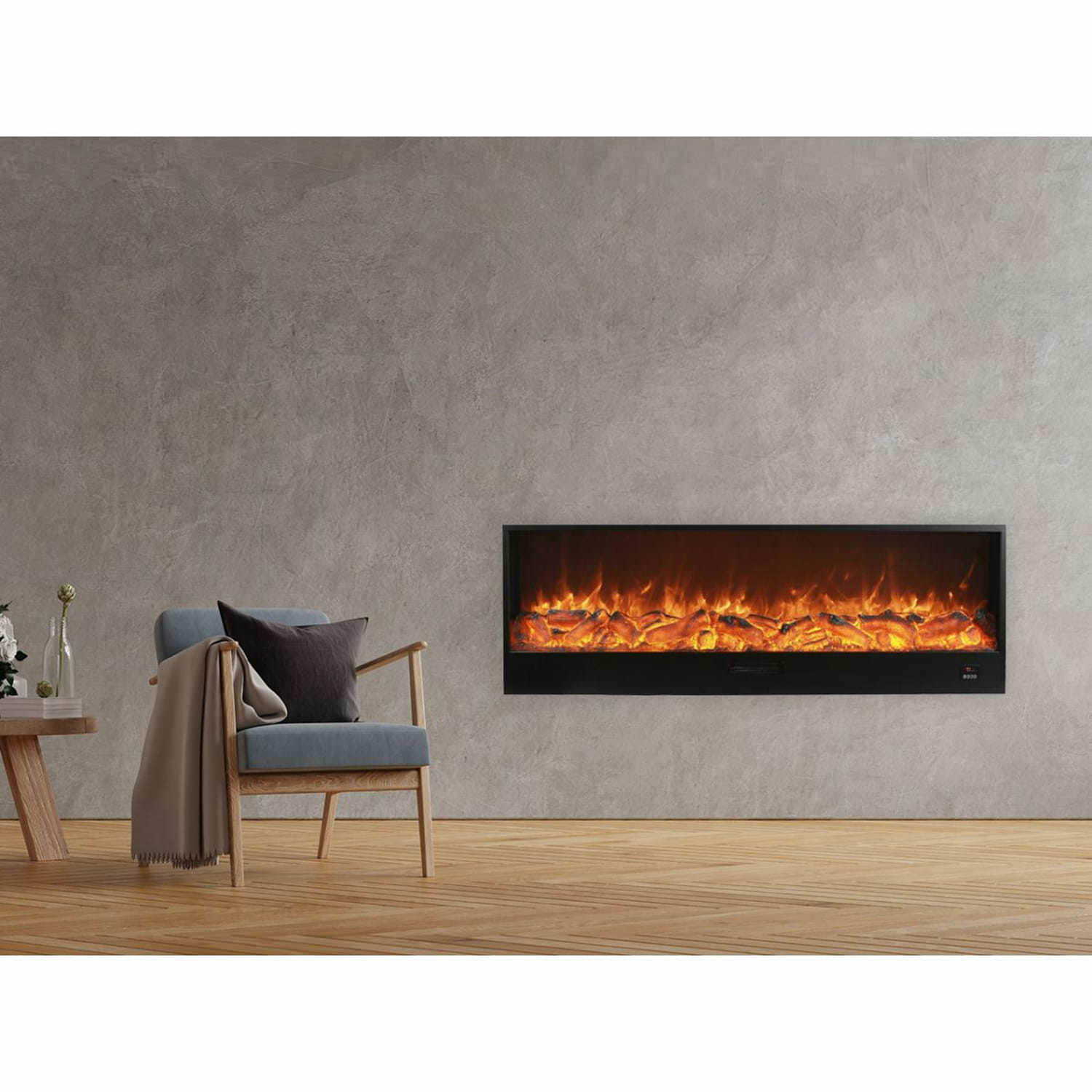Sined Amiata Chimenea Chimenea electrica empotrable e independiente 180 cm con 1500 W de potencia Chimenea de interior negra Efecto llama 6 intensidades Mando a distancia Estructura de panel laminado en frío