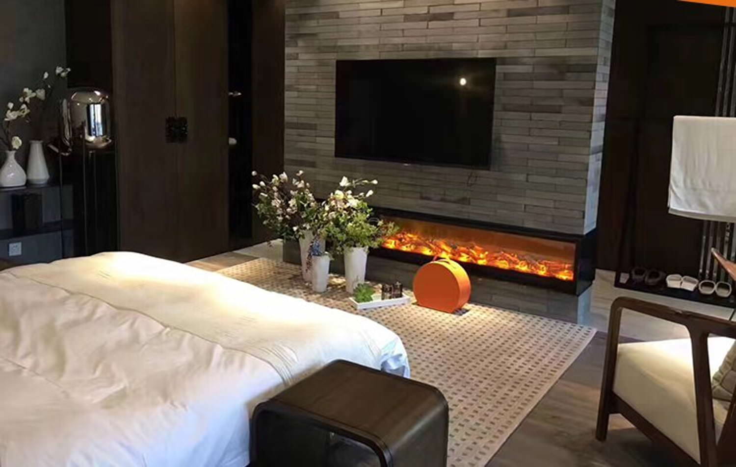 Sined Amiata Chimenea Chimenea electrica empotrable e independiente 180 cm con 1500 W de potencia Chimenea de interior negra Efecto llama 6 intensidades Mando a distancia Estructura de panel laminado en frío