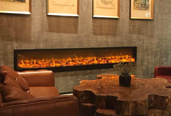 Sined Fireplace Etna Chimenea Electrica Empotrable De 3 Metros Con 1500w De Potencia Negra Chimenea Electrica Grande De Interior Efecto Llama Real Mandos Manuales y Control Remoto