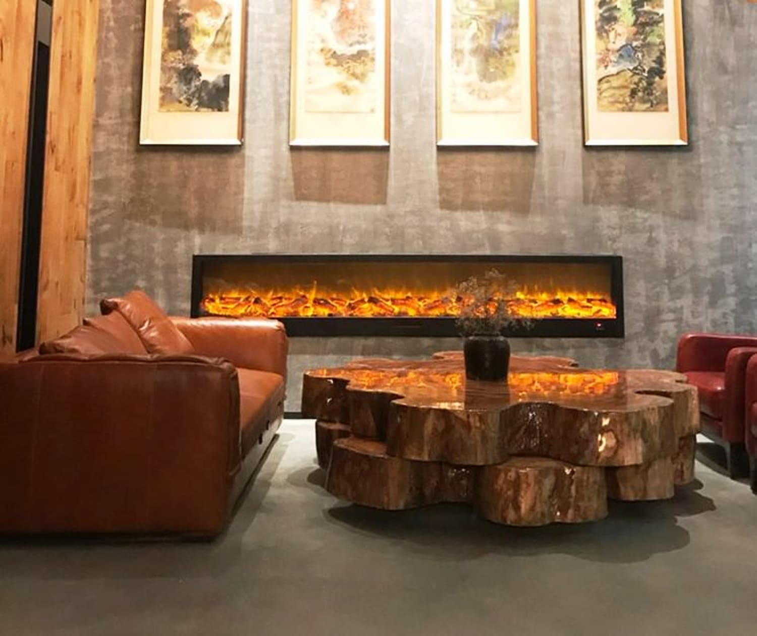 Sined Fireplace Etna Chimenea Electrica Empotrable De 3 Metros Con 1500w De Potencia Negra Chimenea Electrica Grande De Interior Efecto Llama Real Mandos Manuales y Control Remoto