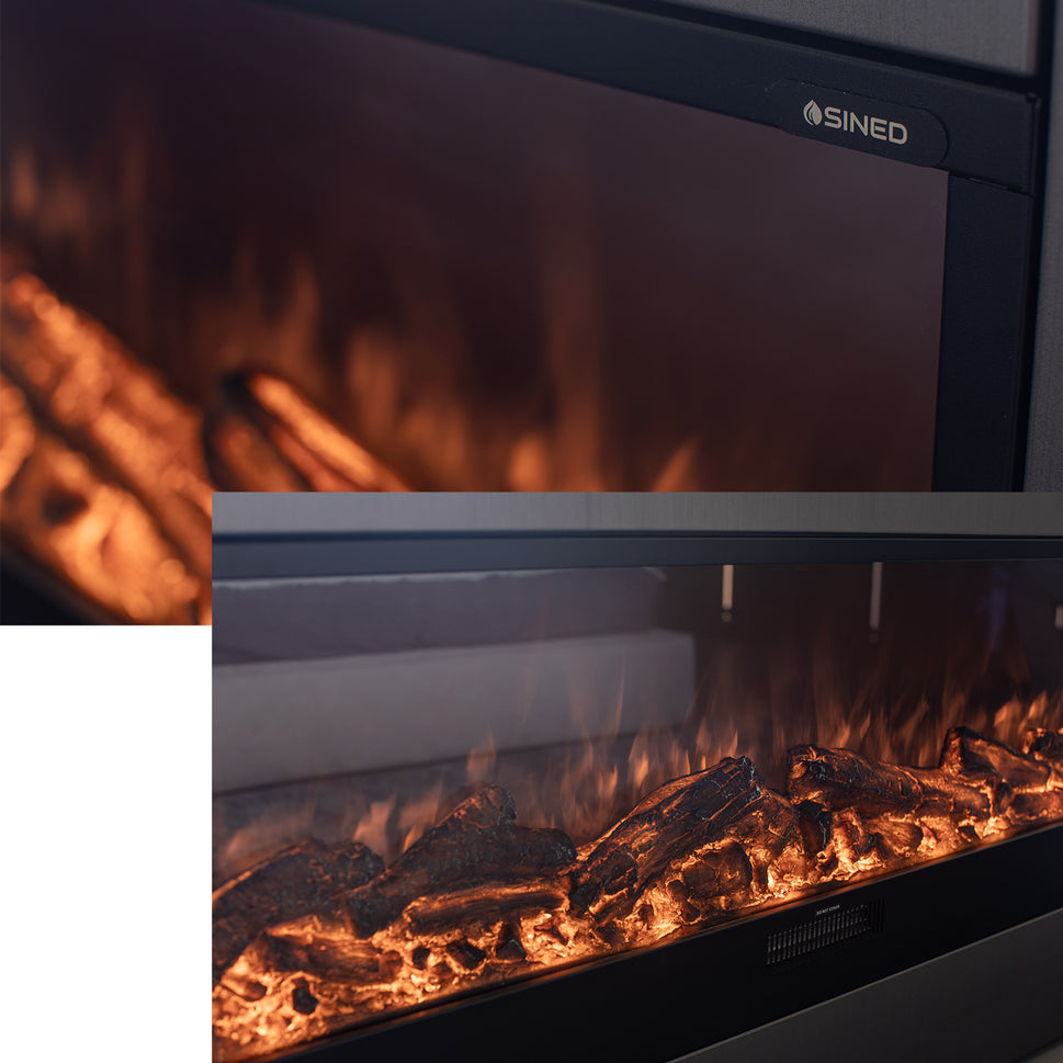 Sined Chimenea Ispica Chimenea Electrica Empotrada Larga 108 Cm 1500w Negra Perfecta Para Ser Totalmente Empotrada En Muebles De Madera Paredes De Pladur y Paredes De Madera Fijas