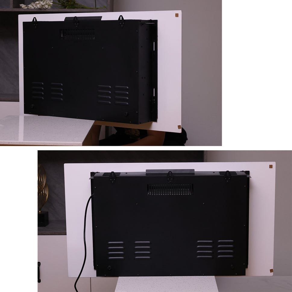 Sined Monte Cheminée Électrique Murale en Acier et Verre 1500w Effet Flamme LED Blanc Effet Flamme LED Réel 6 Niveaux d'Intensité avec Télécommande Idéal pour la Maison et le Bureau 98 Cm