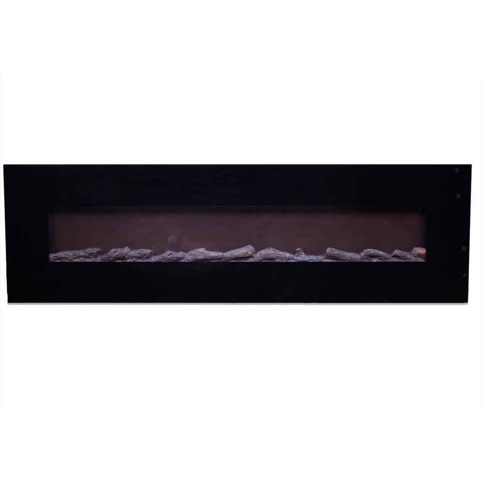 Sined Pordoi Cheminée Électrique Murale en Acier et Verre 1500w Effet Flamme LED Noir Flamme LED Réaliste 6 Niveaux d'Intensité Télécommande Idéal pour Maison Bureau Commerce