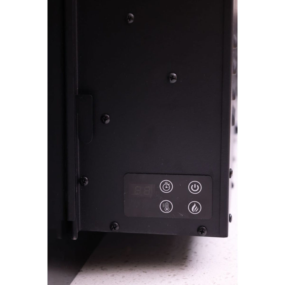 Sined Pordoi Cheminée Électrique Murale en Acier et Verre 1500w Effet Flamme LED Noir Flamme LED Réaliste 6 Niveaux d'Intensité Télécommande Idéal pour Maison Bureau Commerce