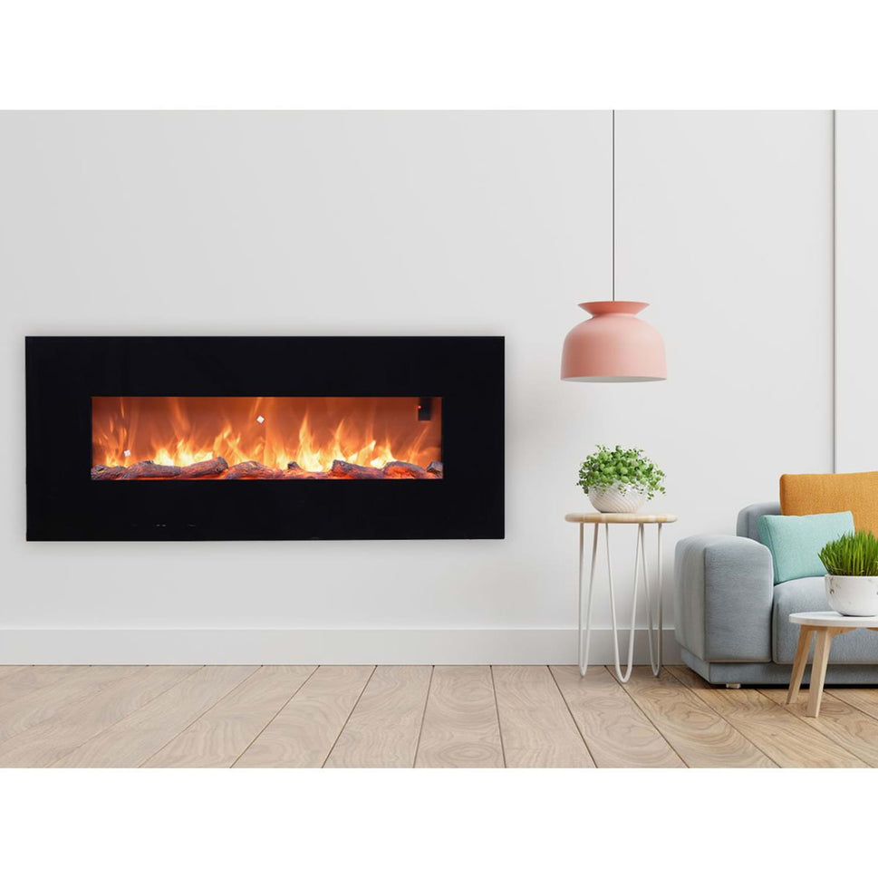 Sined Stelvio crée une ambiance chaude et accueillante dans n'importe quel espace avec notre cheminée électrique murale de 1500w, son effet flamme LED réaliste et son design élégant