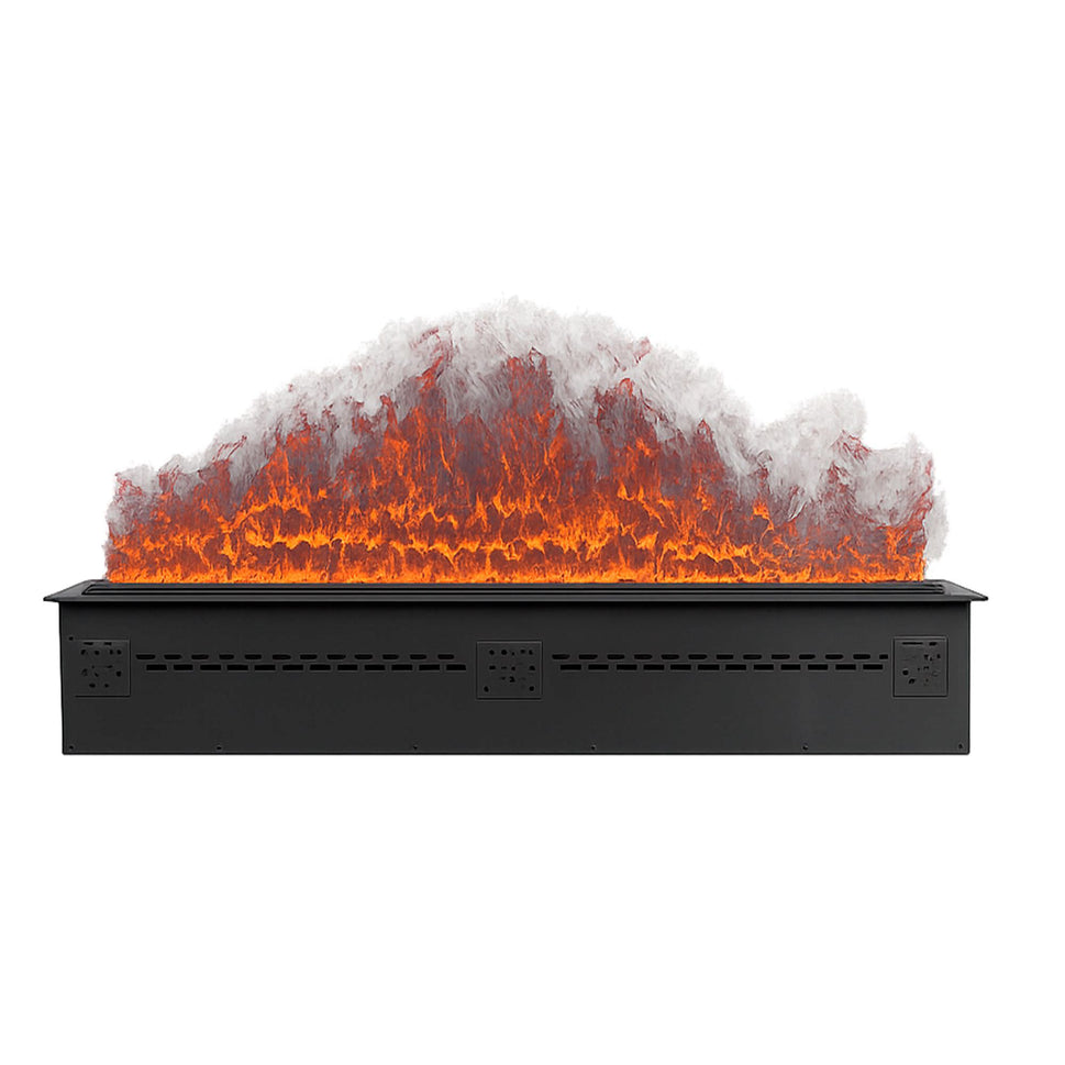 Sined Resia 100 Electric Fireplace Avapore Acqueo Black Non-Thermal LED Indoor Fireplace with Built-in 3D Multicolor Flame Simulation for Elegant and Modern Environments Remote Control