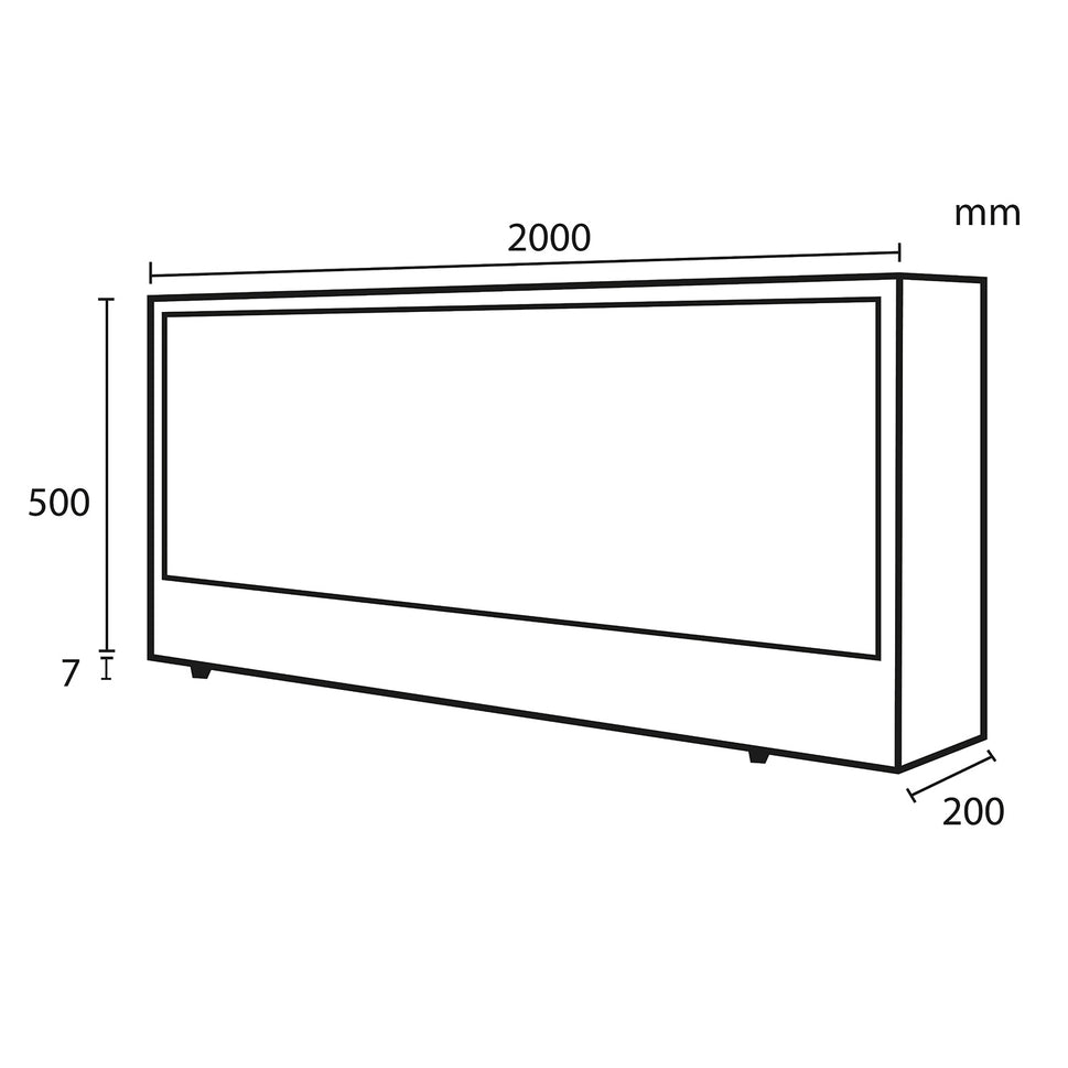 SINED Cheminée Électrique Noire en Acier avec Panneaux Laminés à Froid 2 Mètres Effet Flamme LED Réglable 6 Niveaux 750-1500W Commandes Manuelles et Télécommande CAMINETTO-VESUVIO-200