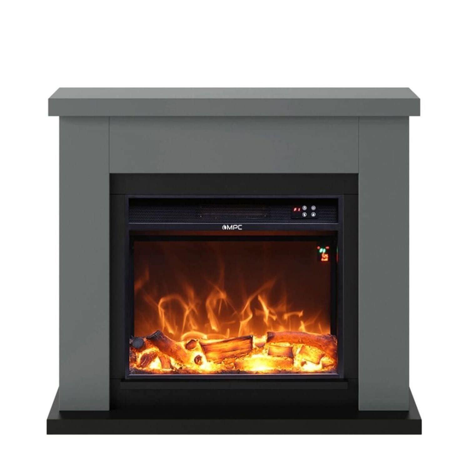 Mpc Camino Asciano Cheminée Sur Pied Avec Cadre et Brûleur 1500w Effet Flamme Gris Foncé Design Moderne Pour Tous Les Intérieurs Fabriqué En Bois MDF De Qualité Avec Télécommande
