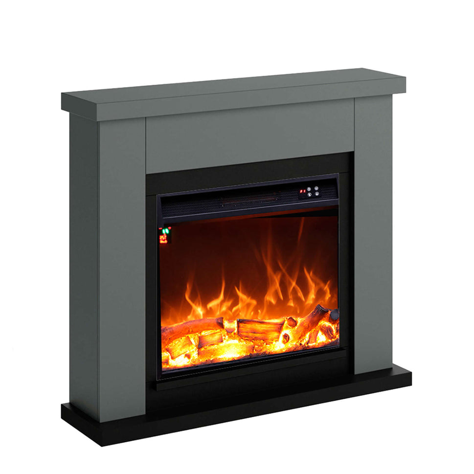 Mpc Camino Asciano Cheminée Sur Pied Avec Cadre et Brûleur 1500w Effet Flamme Gris Foncé Design Moderne Pour Tous Les Intérieurs Fabriqué En Bois MDF De Qualité Avec Télécommande