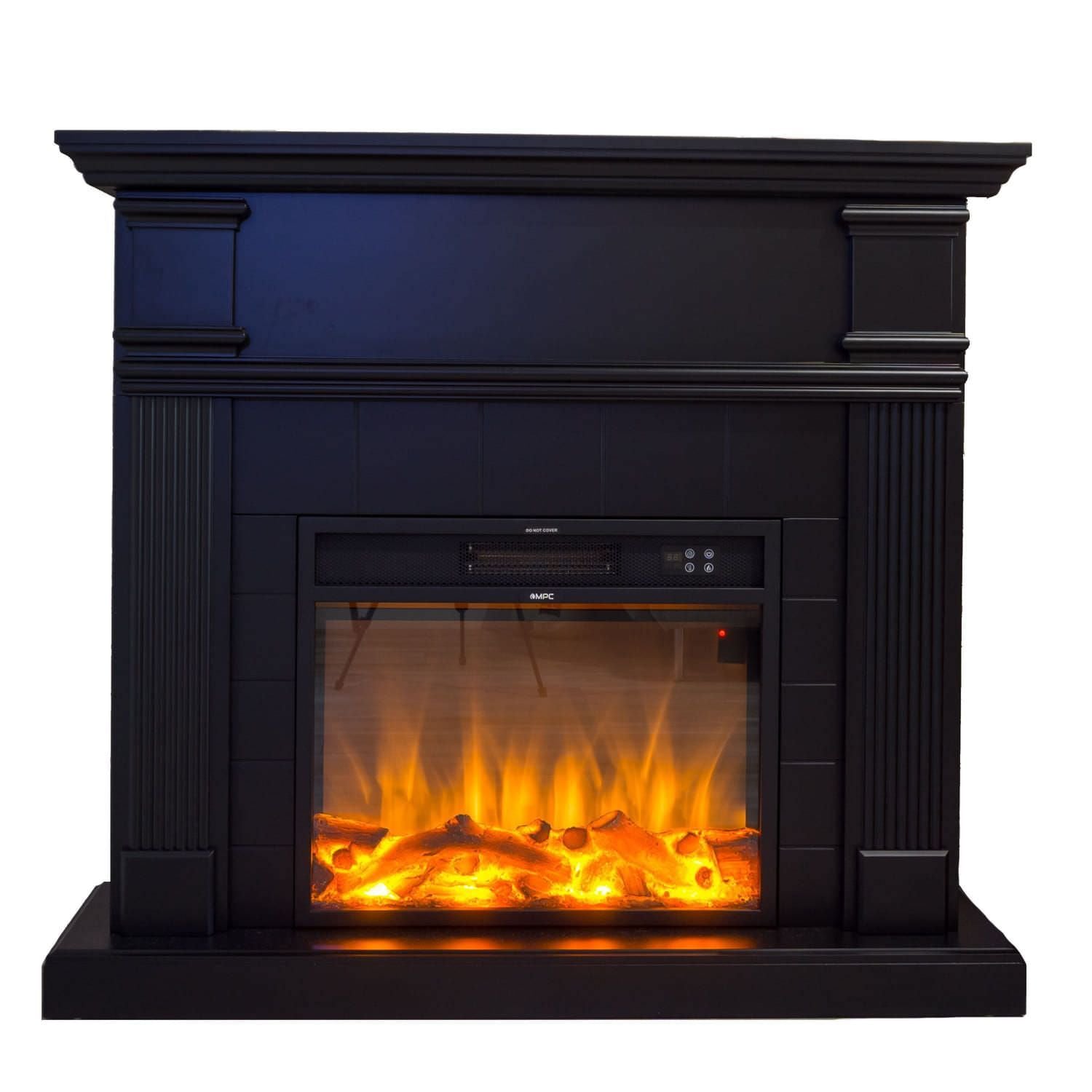 Cheminée Mpc Chaudière Cheminée Sur Pied Avec Cadre et Brûleur Électrique de 1500w Noir Télécommande Incluse Effet Flamme Seulement Possible Adapté Pour La Maison ou Le Bureau