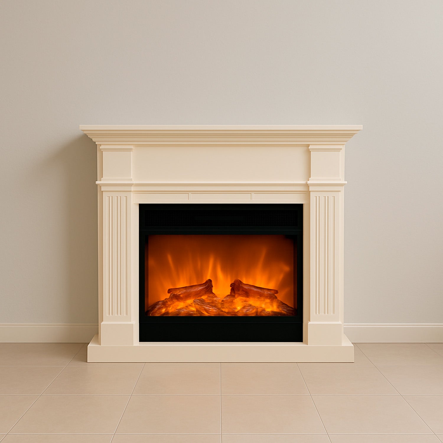 Sined Caldera Xxl Staande Haard Met Frame en Elektrische Branders 1500w Wit Afstandsbediening Inclusief Led Vlam Effect Geschikt Voor Alle Binnenomgevingen