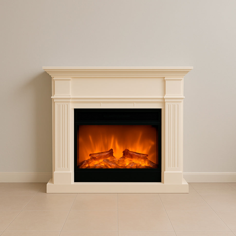 Sined XXL Fireplace Stove With Frame and 1500w Electric Burner White Remote Control Included LED Flame Effect Suitable For All Indoor Environments