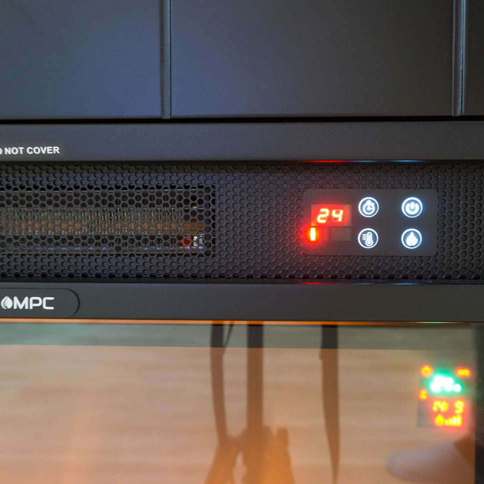 Mpc Camino Lipari Cheminée Sur Pied Avec Cadre et Brûleur Électrique 1500w Gris Foncé Télécommande Incluse Cheminée Design En Bois MDF Effet Flamme LED Facile À Installer ou Déplacer