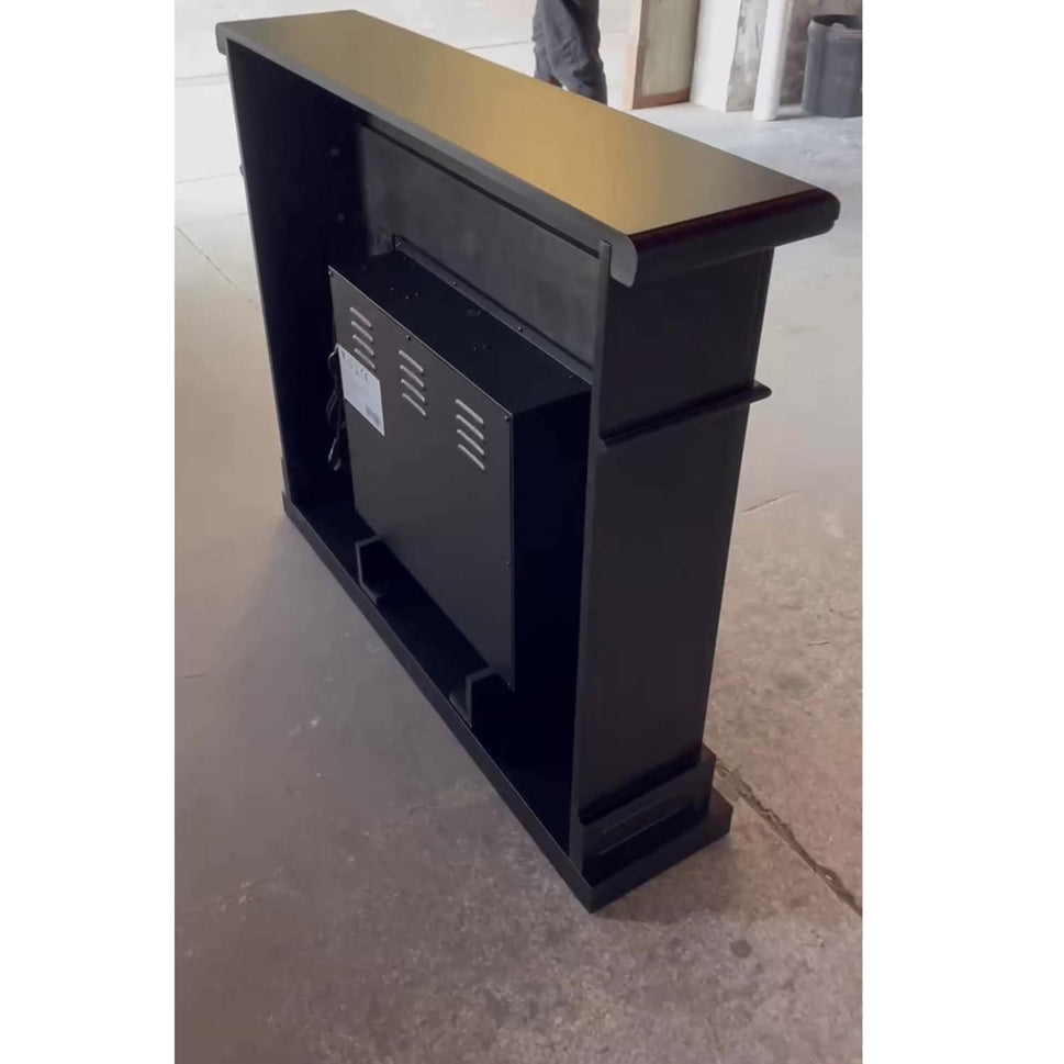 Cheminée au sol Mpc Camino Lipari avec cadre et brûleur électrique noir de 1500w effet de flamme super réaliste et profond cadre en bois MDF noir cheminée design complète avec télécommande