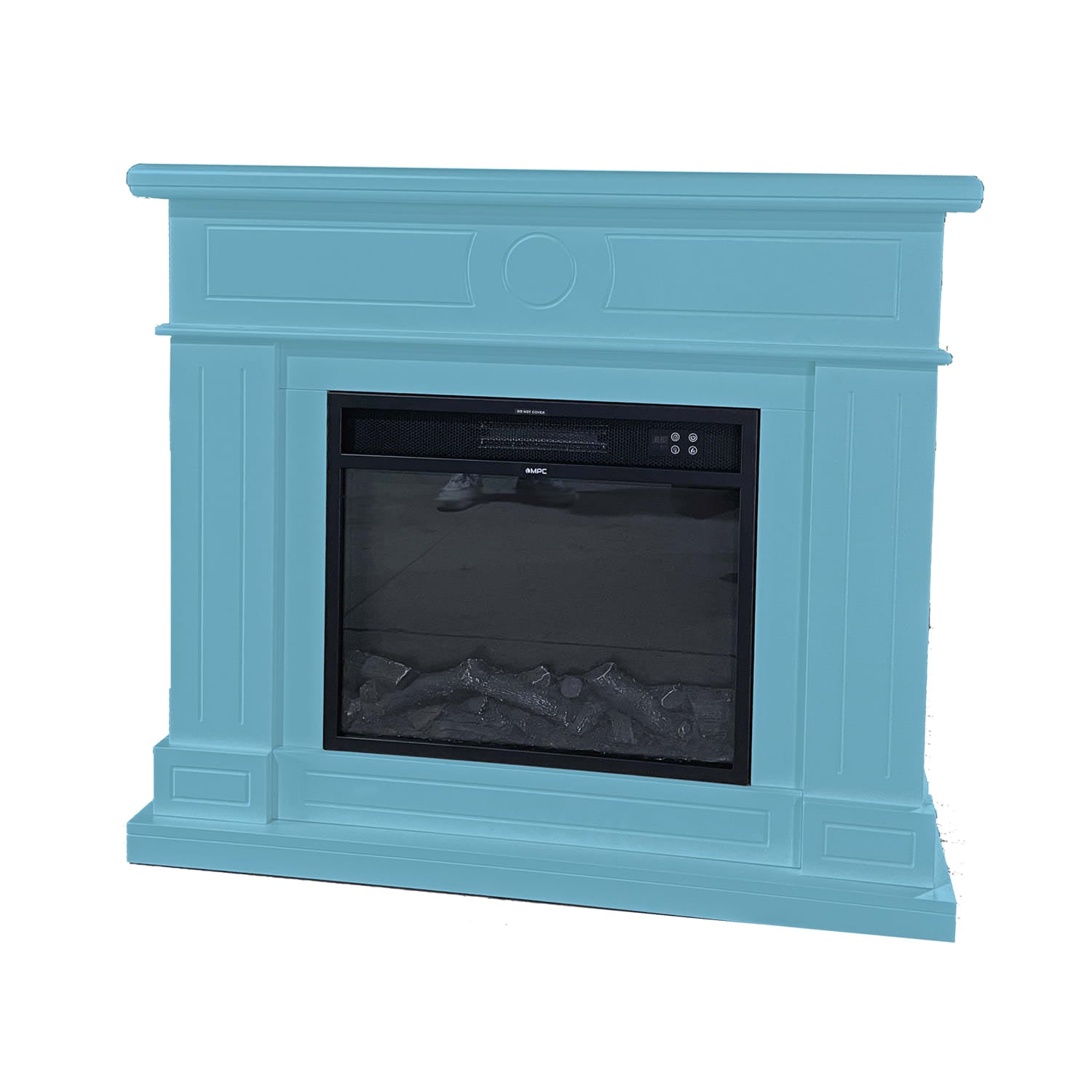 Cheminée Sur Pied Mpc Camino Lipari Avec Cadre et Brûleur Électrique 1500w Turquoise Cheminée Design Complète Avec Télécommande Fabriquée En Bois MDF De Qualité Facile À Installer ou Déplacer