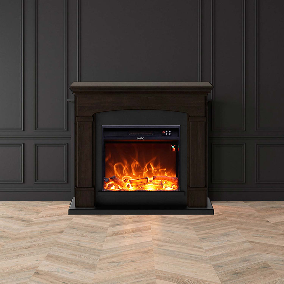 Mpc Camino Siena Cheminée Sur Pied Avec 1500w Effet Flamme Réel Led Wengé Cheminée Design Complète Avec Télécommande En Bois MDF Facile À Installer