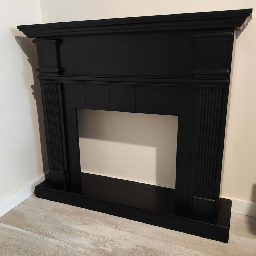 Fireplace Frame Mpc Boiler Black Ideal For The Electric Volcano Fireplace Insert Or Existing Burner Timeless Classic Design Made Of Durable MDF Wood