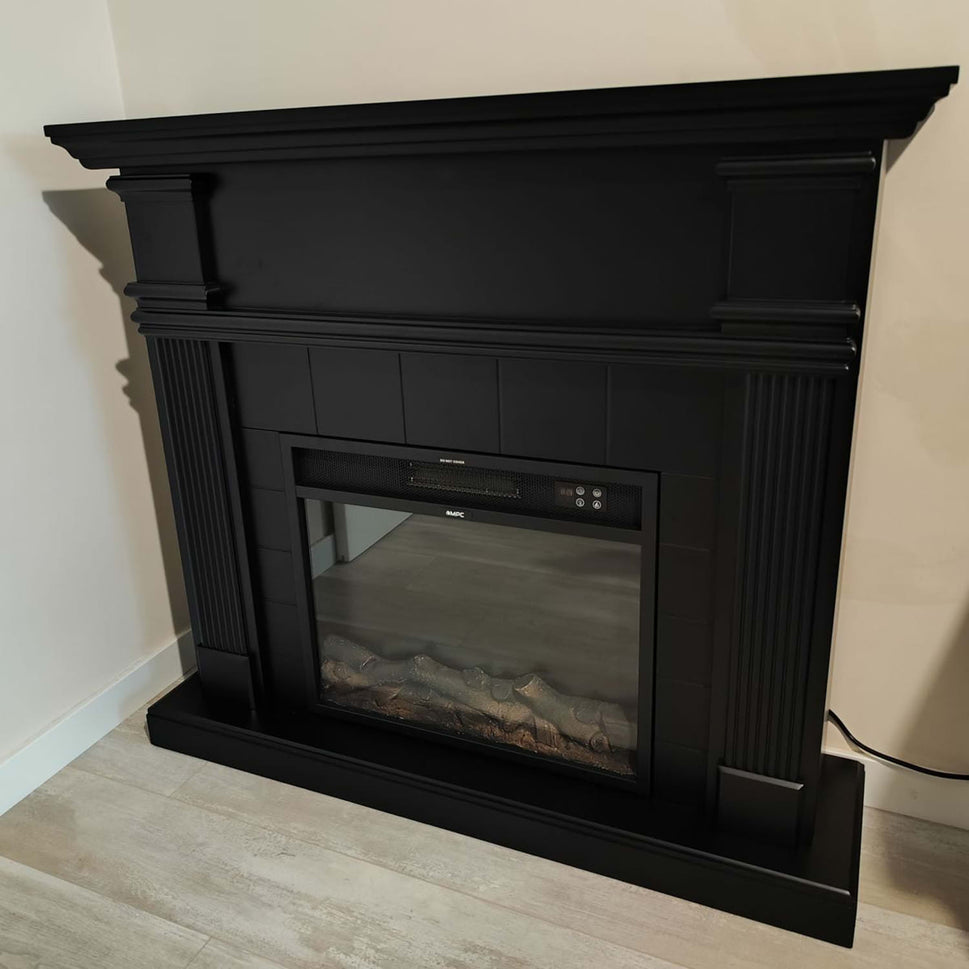 Fireplace Frame Mpc Boiler Black Ideal For The Electric Volcano Fireplace Insert Or Existing Burner Timeless Classic Design Made Of Durable MDF Wood