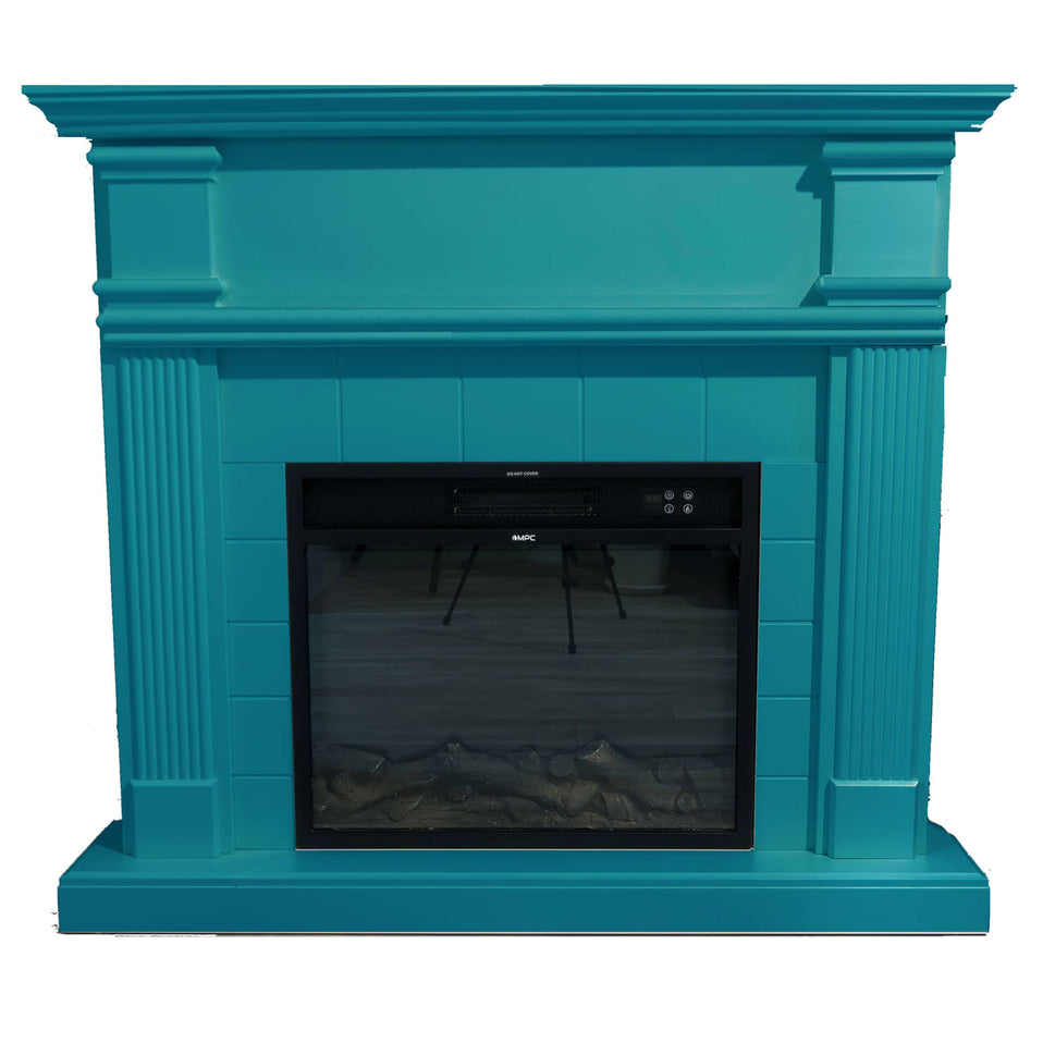 Mpc Turquoise Blue Fireplace Frame Boiler Turquoise Blue Fireplace Frame for Electric Fireplace Vulcan or Existing Burner Timeless Classic Design in MDF Wood