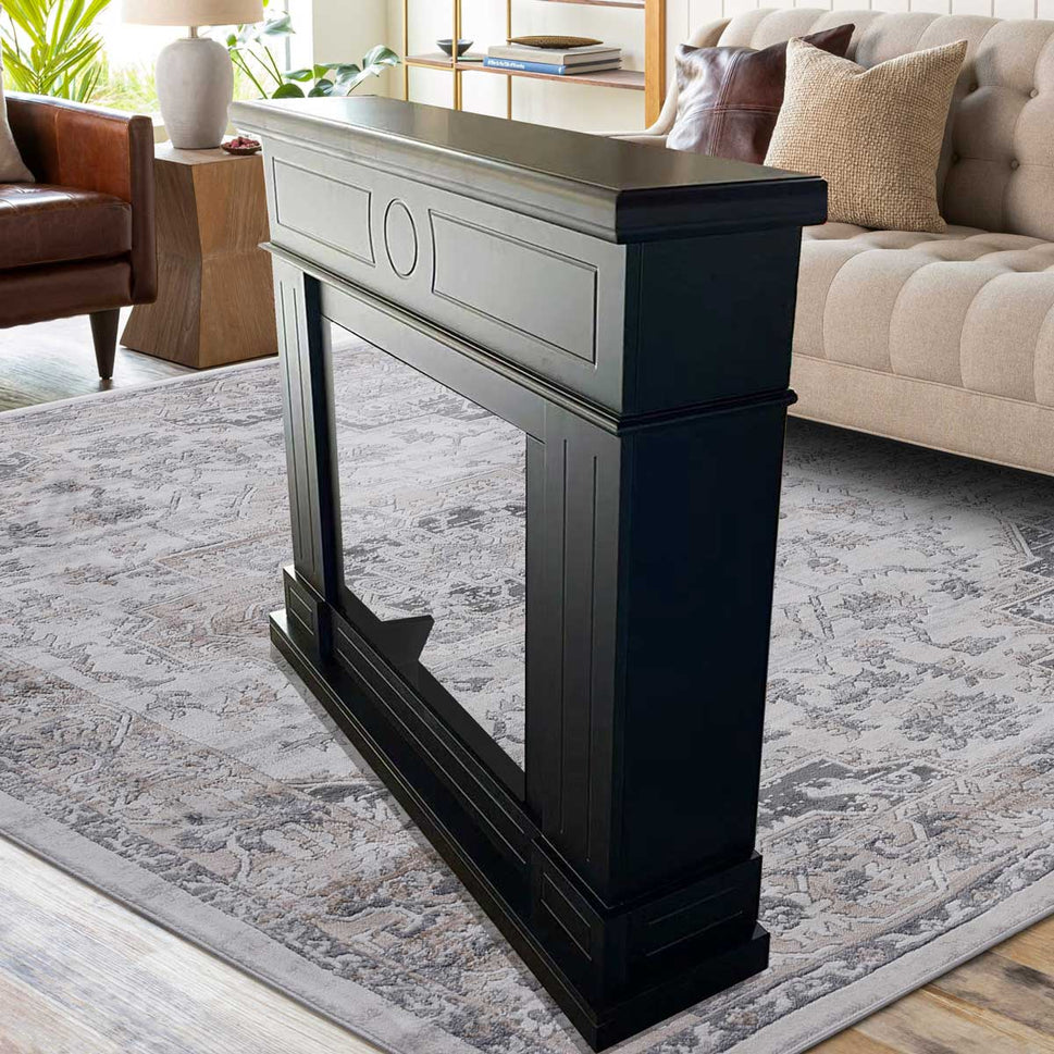 Mpc Lipari Black Deep Frame For Lipari Black Electric Fireplace Vulcan or Existing Burner Made of MDF Wood Elegant Design For All Environments