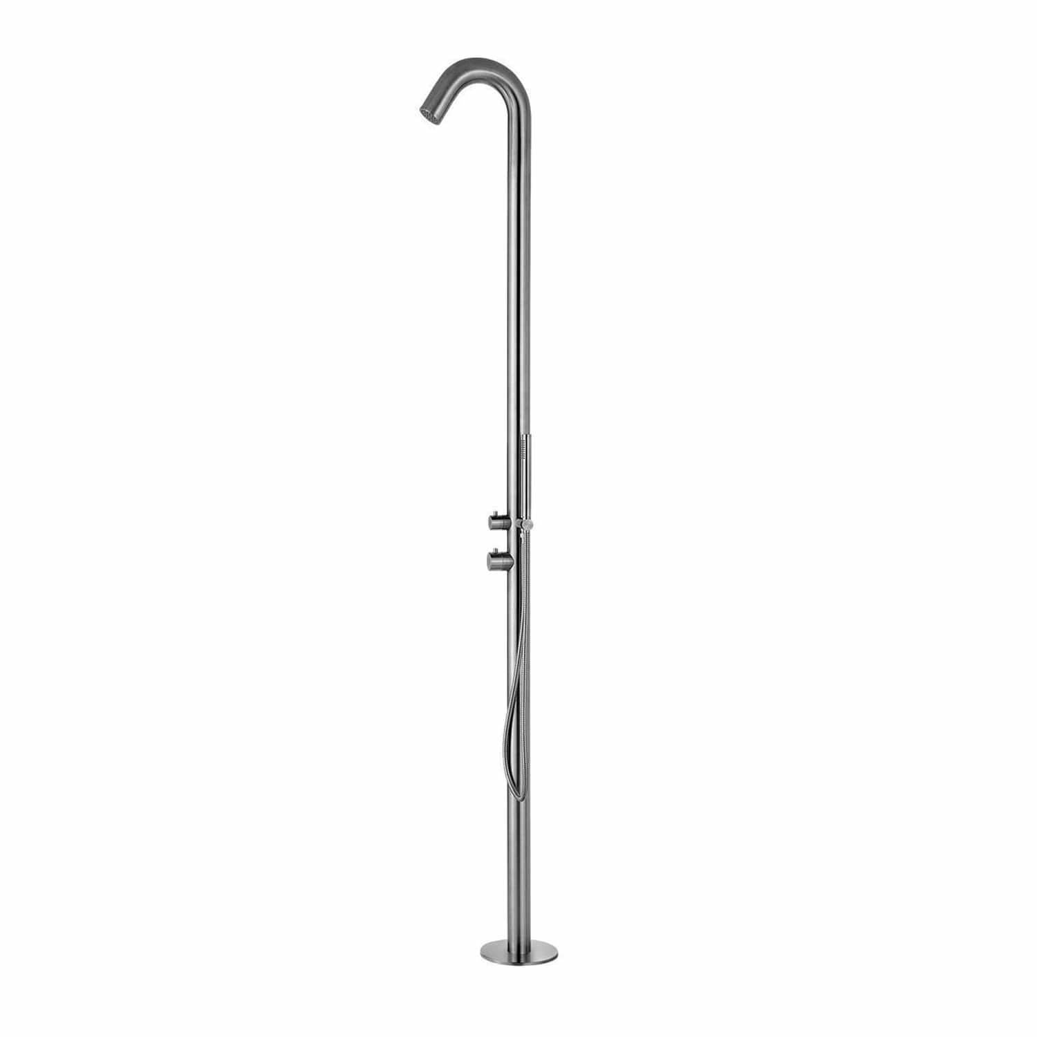 SINED Douche extérieure en acier inoxydable AISI 316L avec douchette, entrée d'eau froide et chaude, connexions cachées Douche et accessoires en acier inoxydable AISI 316L DOCCIA ALGHERO INOX