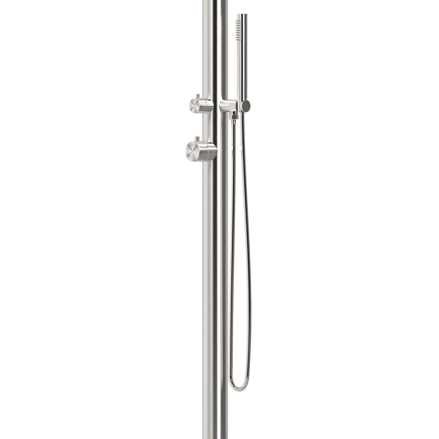 SINED Douche extérieure en acier inoxydable AISI 316L avec douchette, entrée d'eau froide et chaude, connexions cachées Douche et accessoires en acier inoxydable AISI 316L DOCCIA ALGHERO INOX