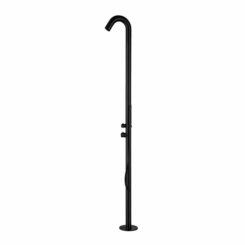 SINED Douche de Jardin en Acier Inoxydable AISI 316L couleur noir satiné avec mélangeur et accessoire pour intérieur et extérieur entrée d'eau chaude et froide depuis la base Modèle DOCCIA ALGHERO NERA