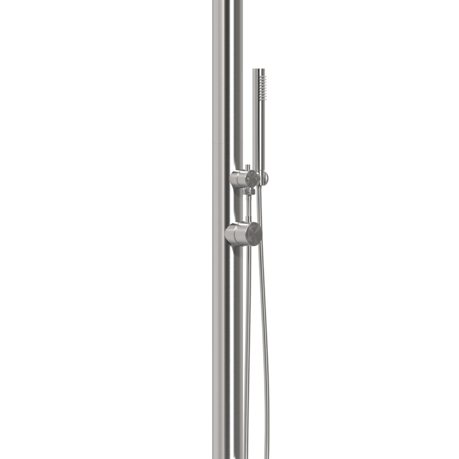 SINED Douche extérieure d'eau chaude et froide en acier inoxydable AISI 316L couleur inox satiné avec pomme de douche et déviateur manuel hauteur 229 cm et diamètre 6 cm modèle DOCCIA BOSA INOX