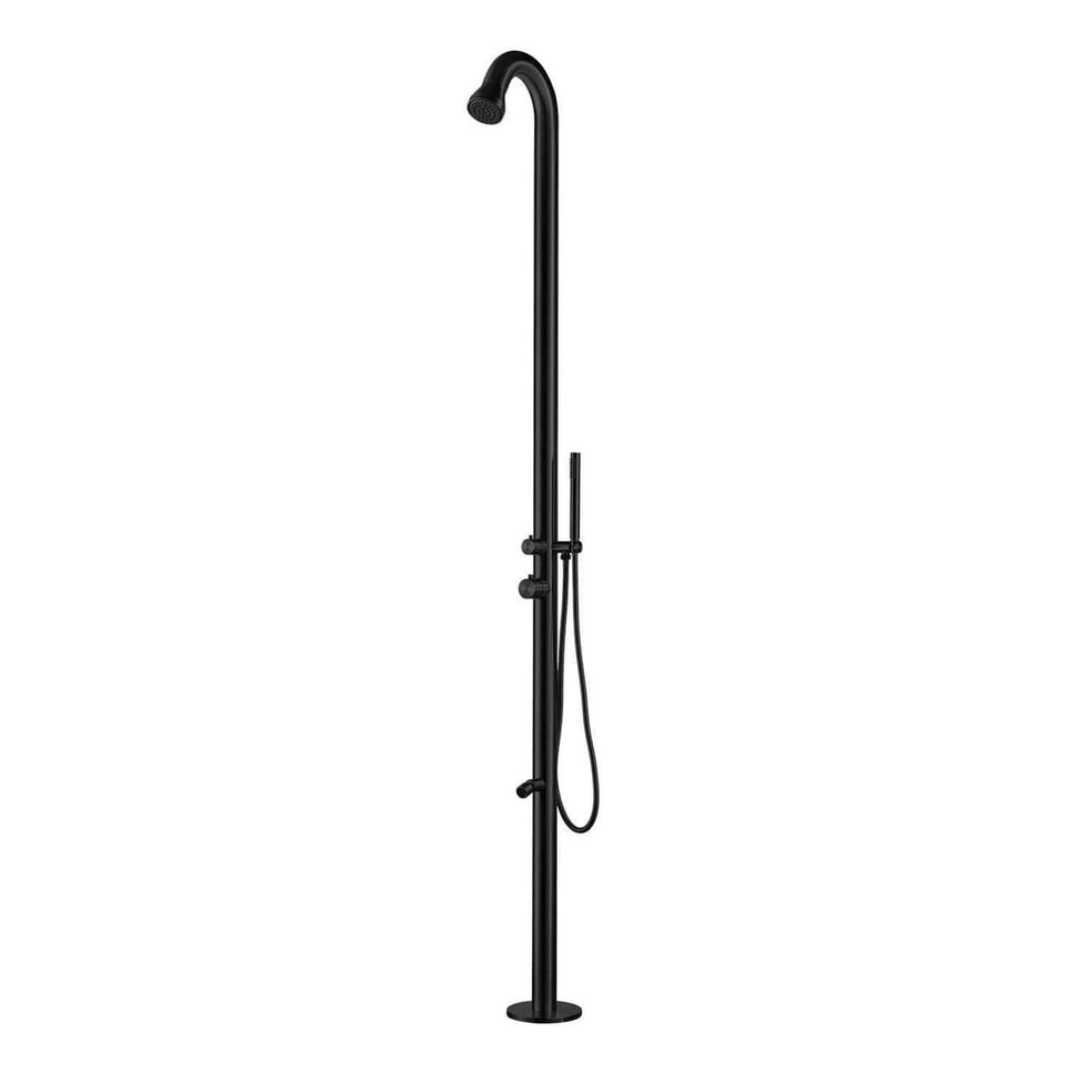Stainless Steel 316L Outdoor Shower with Handheld Shower and Black Foot Wash Sined