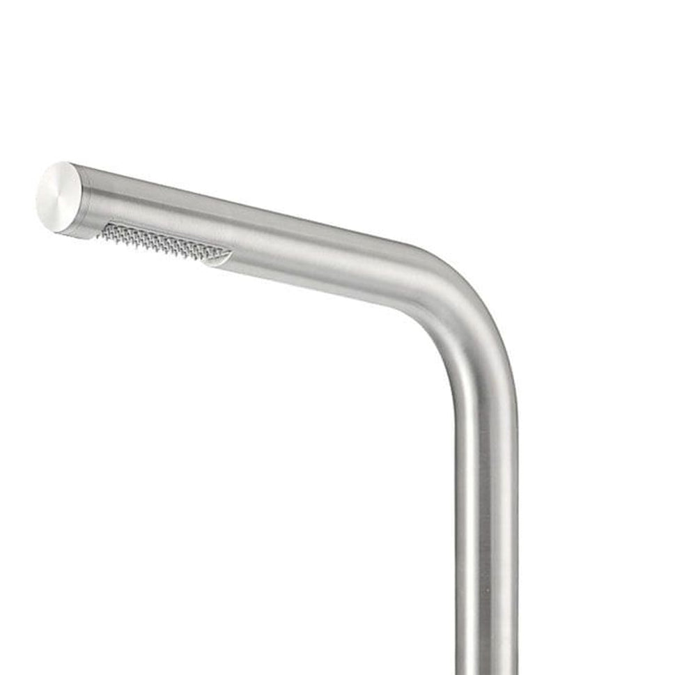 SINED Douche d'extérieur en acier inoxydable nautique AISI 316L satiné Entrée d'eau chaude et froide Mitigeur et douchette Corps et accessoires en acier inoxydable DOCCIA BUDONI INOX