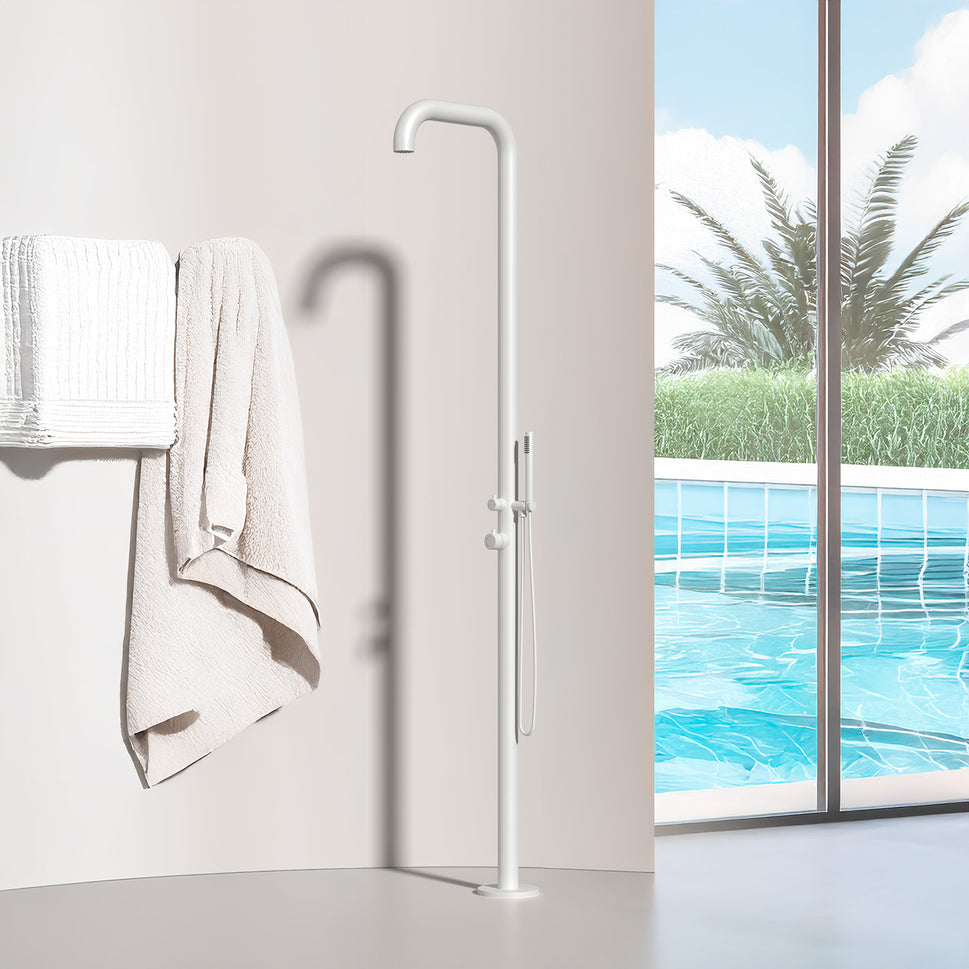 Stainless Steel 316L Outdoor Shower with Handheld Shower 230cm White Sined