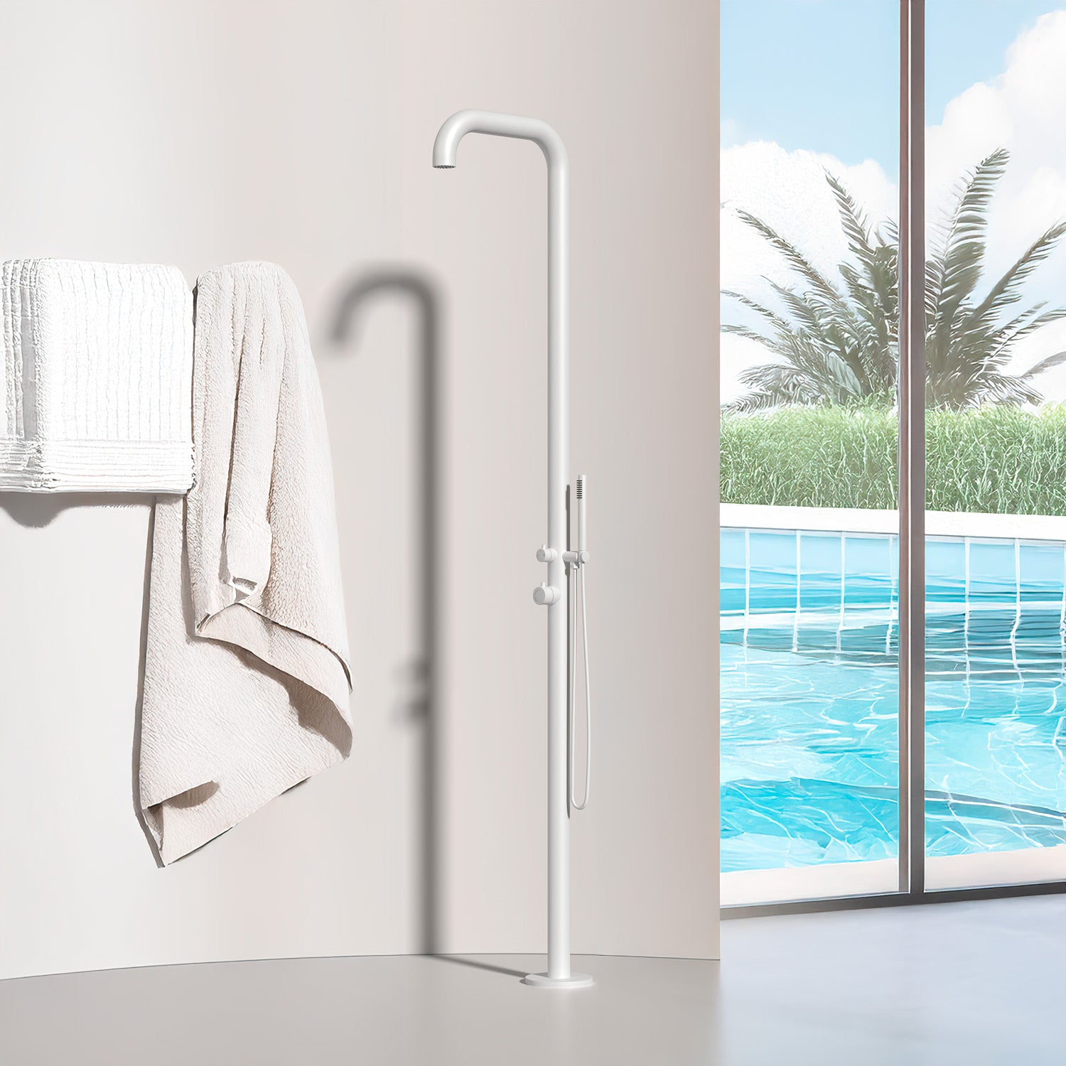 Doccia Esterno In Acciaio Inossidabile 316l Con Teleducha 230cm Bianco Sined