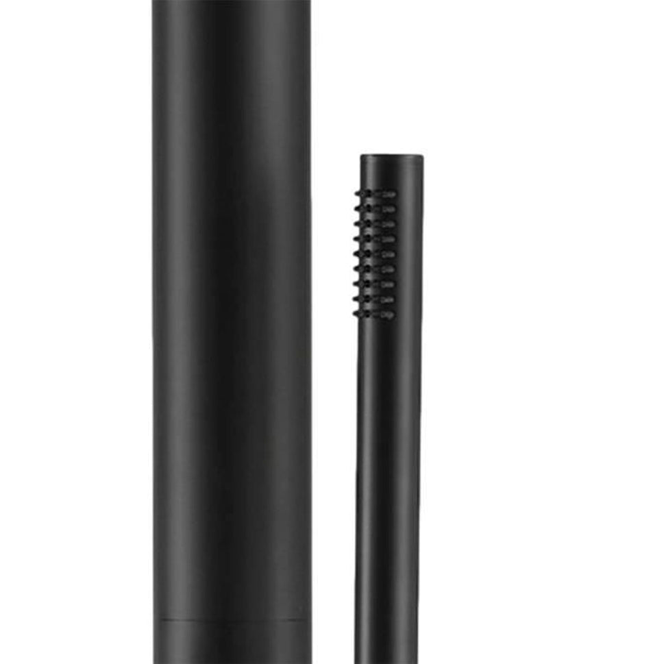 SINED Ducha de Exterior en Acero Inox náutico AISI 316L Negro Satinado Mezclador y Ducha de mano Diámetro 6 cm Entrada Agua Caliente y Fría a traves del suelo 230 cm DOCCIA CHIA NERA