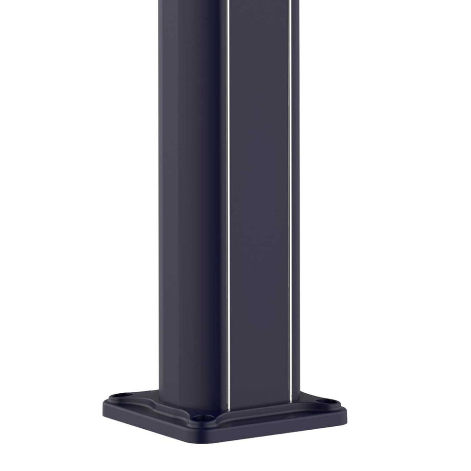 Sined Dafne Solardusche aus gebogenem Aluminium mit Mischbatterie und Fußwaschanlage, Blau