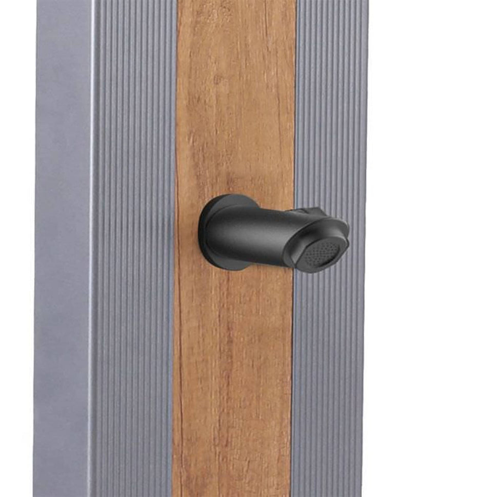 Sined Ella Grigia Holz-Aluminium-Solardusche mit 40-Liter-Fußbad, graue Holzfassade