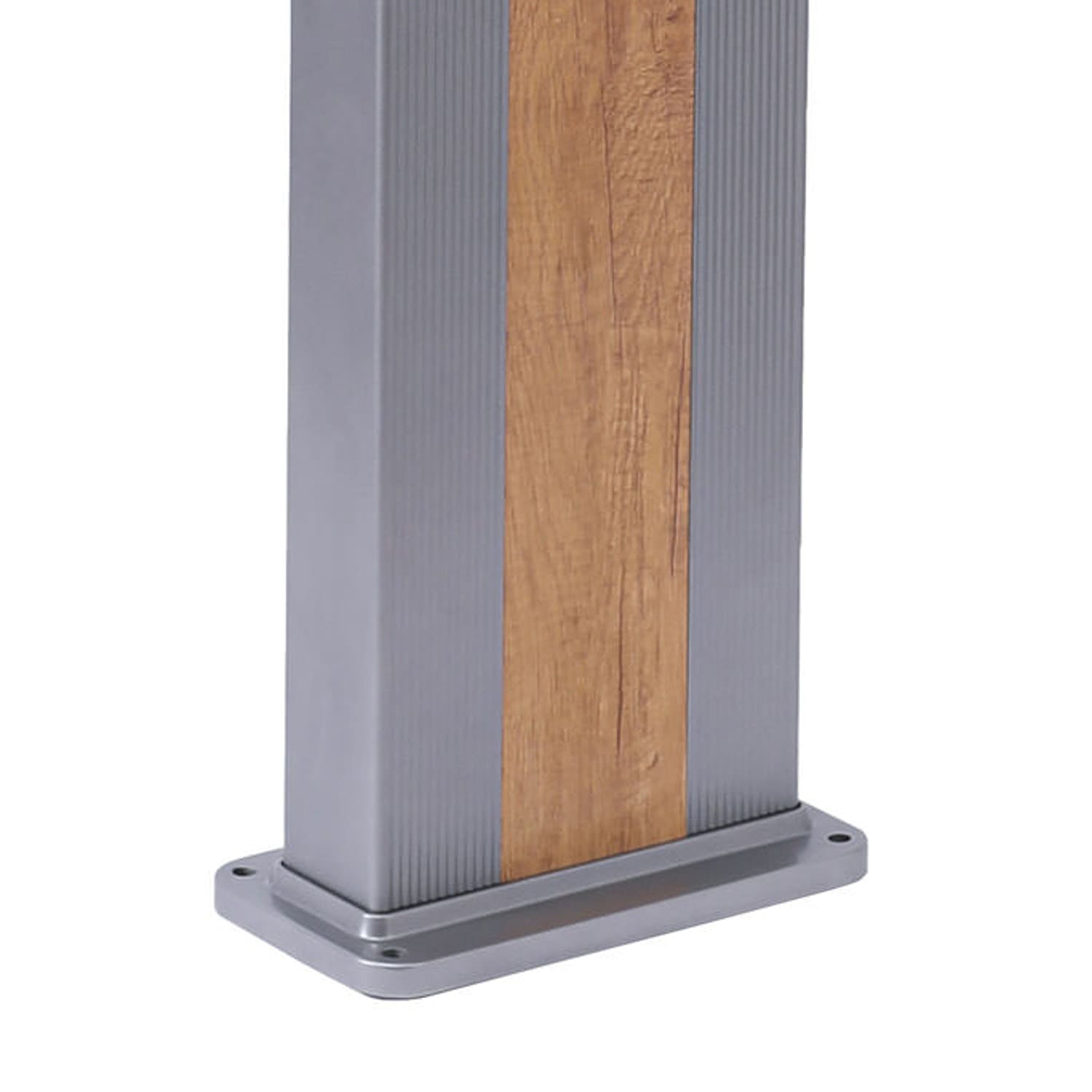 SINED Douche Solaire Grise en Aluminium avec Bande Centrale Couleur Bois Structure de 40 Litres Hauteur 224 cm Pour Jardin et Piscine avec Mitigeur et Douche Carrée Modèle Ella