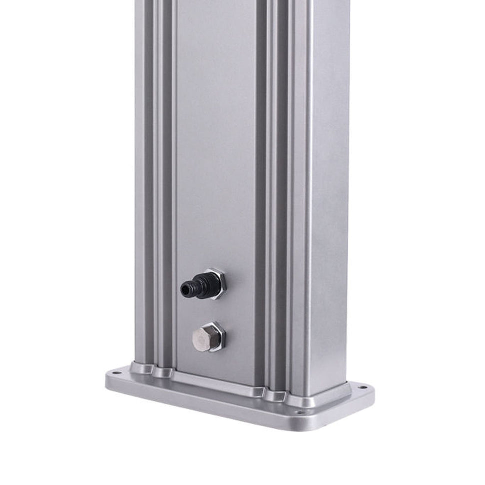 Sined Ella Grigia Holz-Aluminium-Solardusche mit 40-Liter-Fußbad, graue Holzfassade