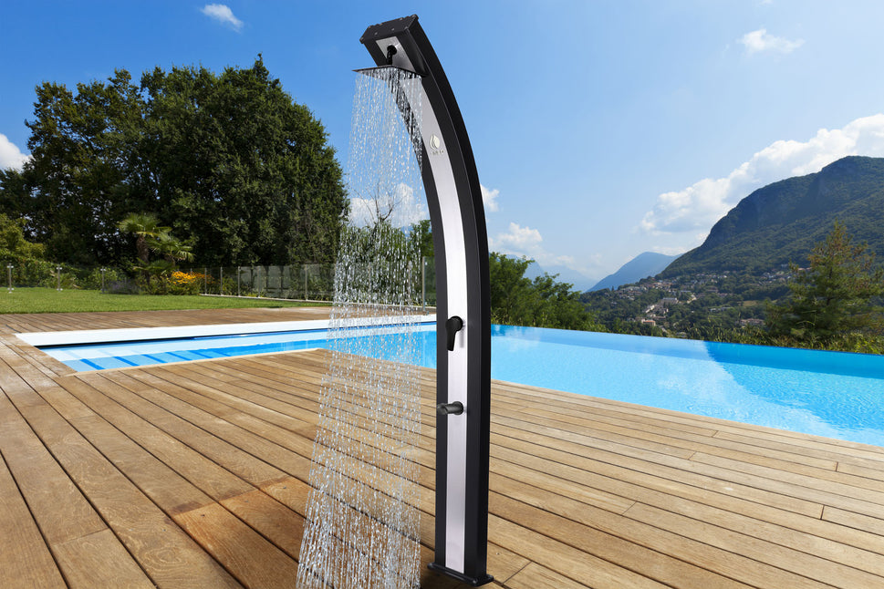 Sined Ella Nera Inox Aluminium-Solardusche 40 l, schwarzes Edelstahlband