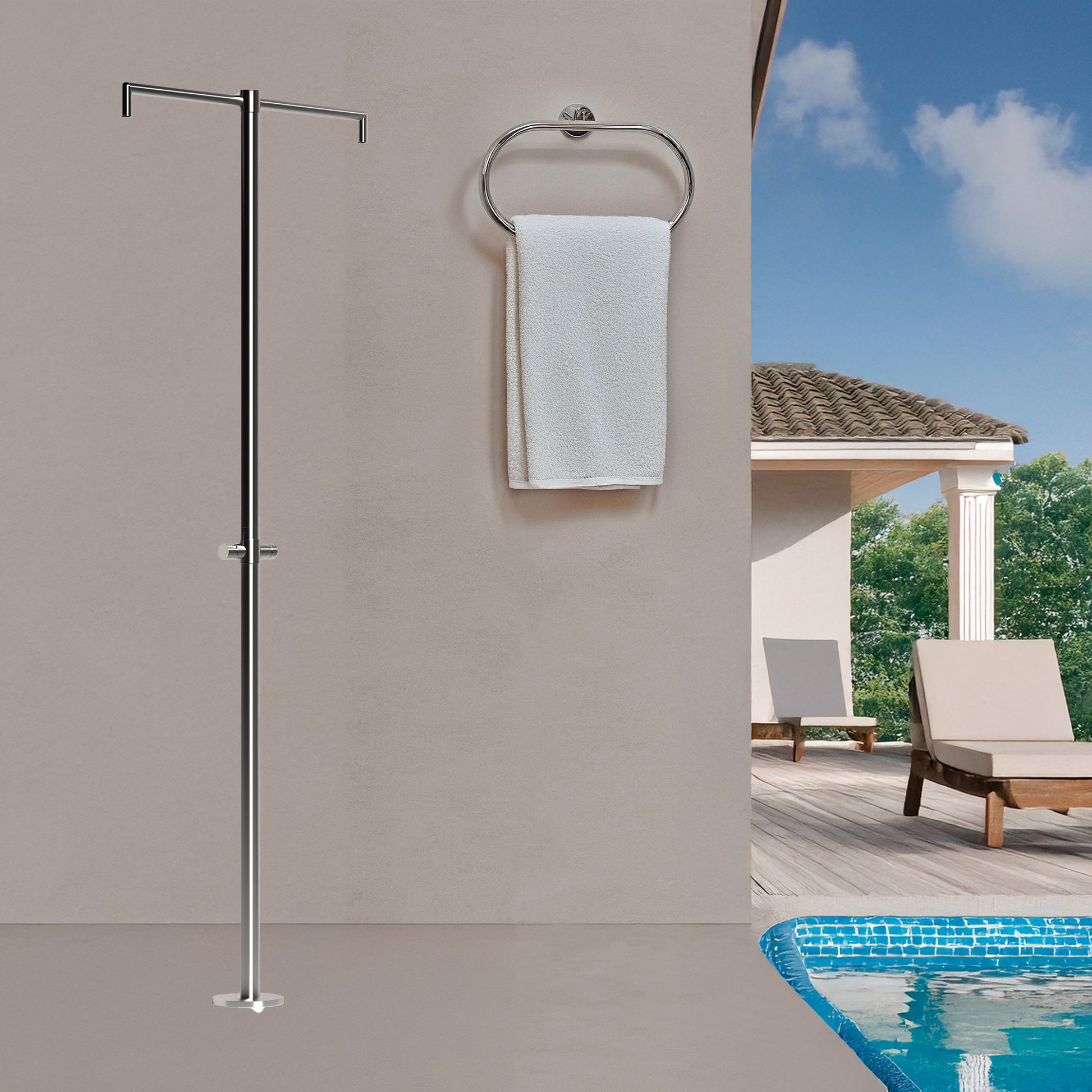 Douche Double Sined Acier Inoxydable 316l Avec Minuteur Douche Double Eau Froide Seulement Économie D'Eau Installation Simple Avec Cbox Dédicacé Pour Tout Espace Extérieur
