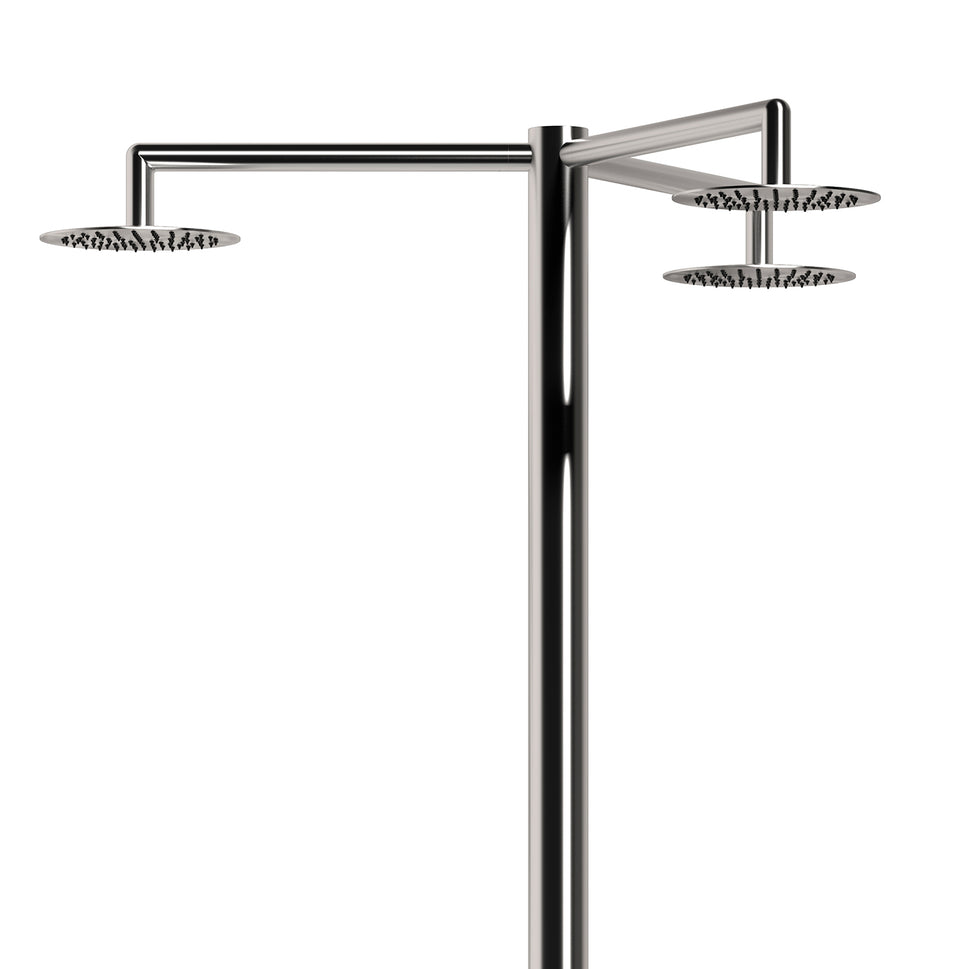 SINED Douche Extérieure avec Triple Pomme de Douche en Acier Inoxydable 316L Nautique Résiste à la Corrosion Inox Satiné Design Fonctionnel pour Piscines et Espaces Publics - Modèle Cerbère